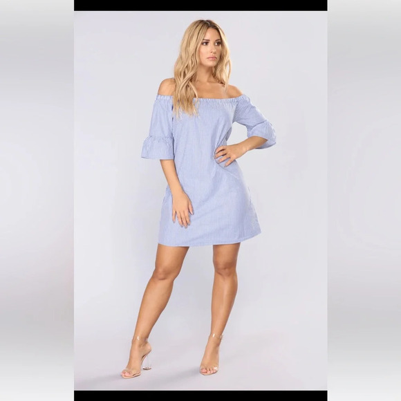 Fashion Nova Striped Dress - Size Small | Color: Blue - Picture 2 of 4